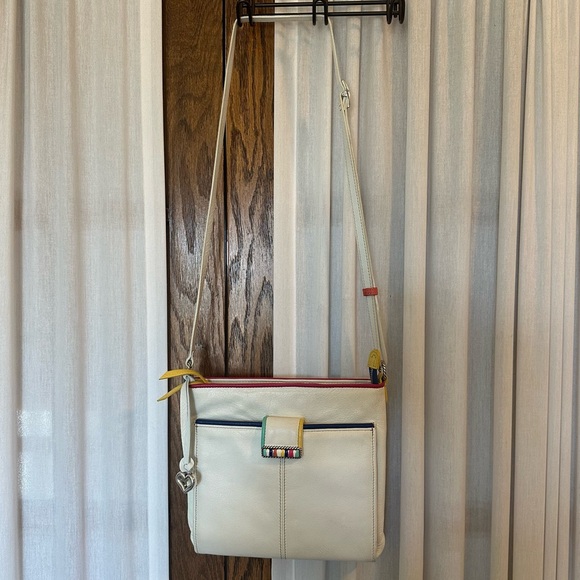 Brighton White Leather Rainbow All-in-One Crossbody Bag - Picture 2 of 16